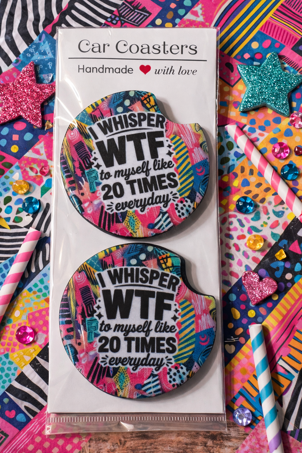 Set of 2 Neoprene Foam Car Coasters