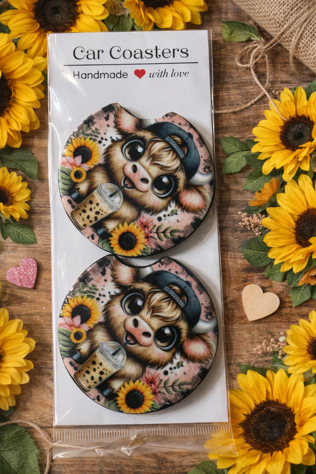 Set of 2 Neoprene Foam Car Coasters