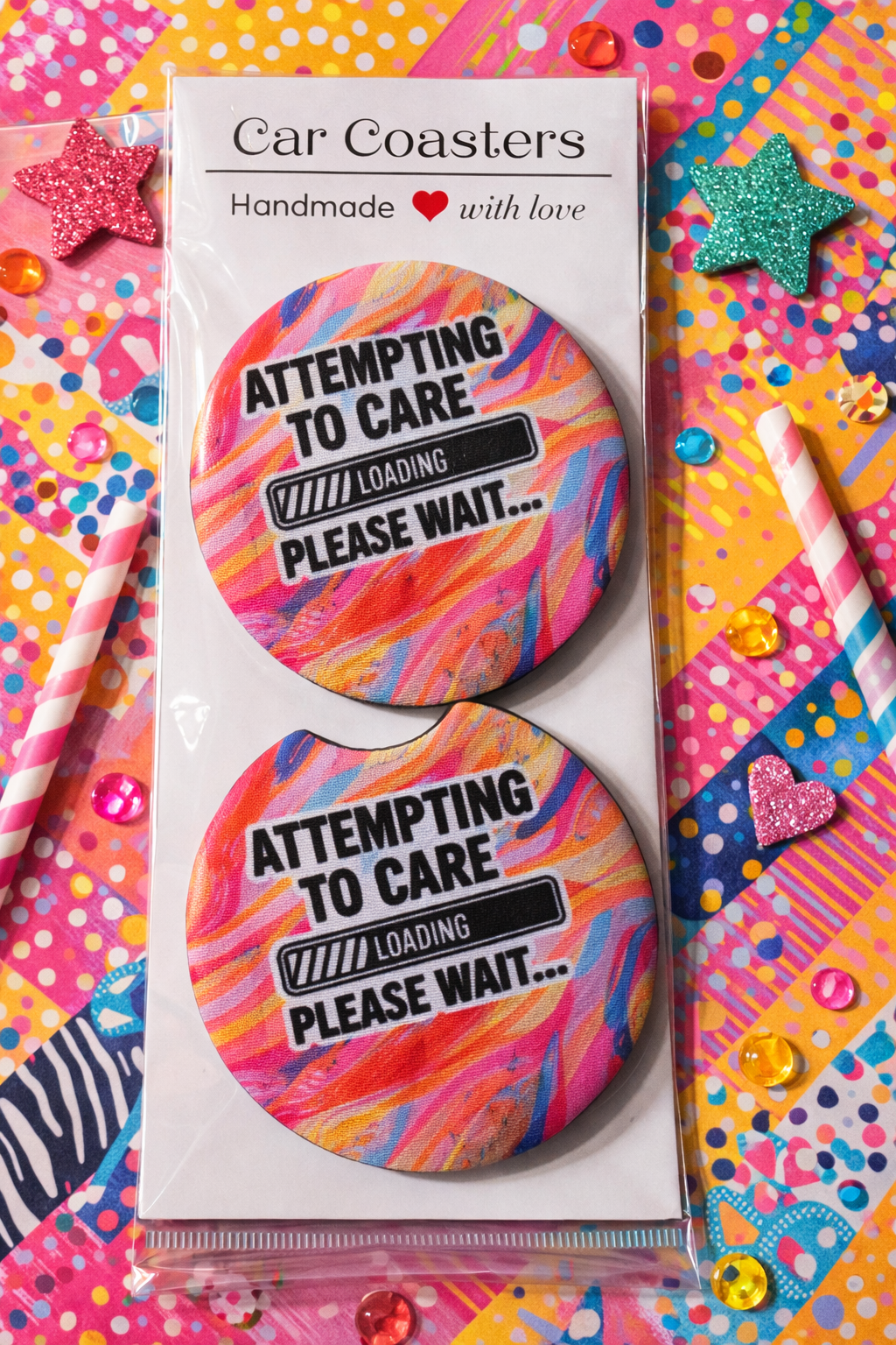 Set of 2 Neoprene Foam Car Coasters